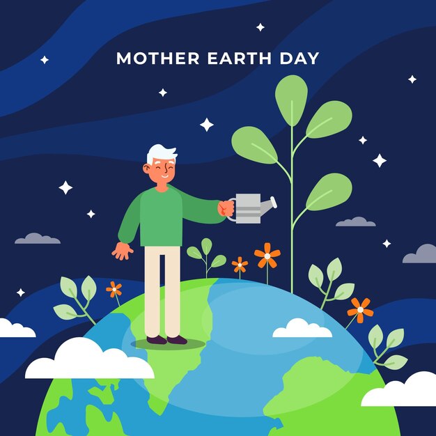 Flat mother earth day illustration