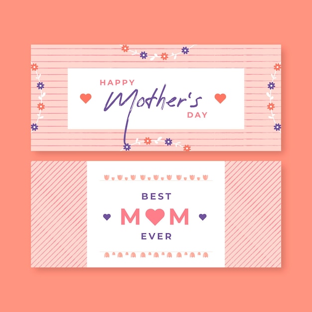 Free Vector flat mother's day banners set