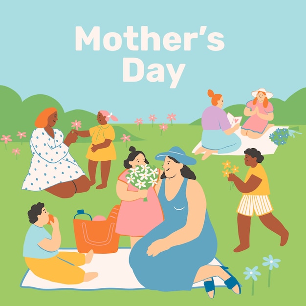 Free Vector flat mothers day illustration