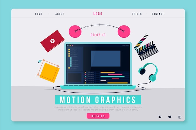 Free Vector flat motiongraphics homepage