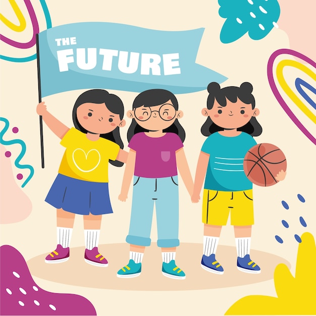 Flat national girl child day celebration illustration