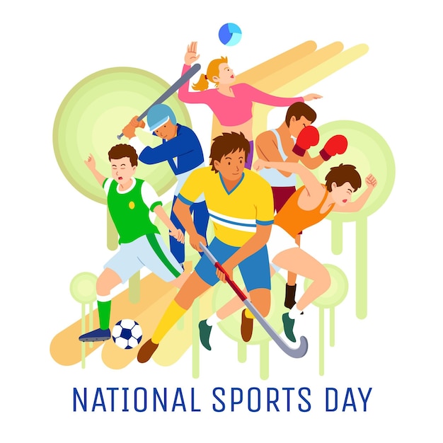 Free Vector flat national sports day illustration