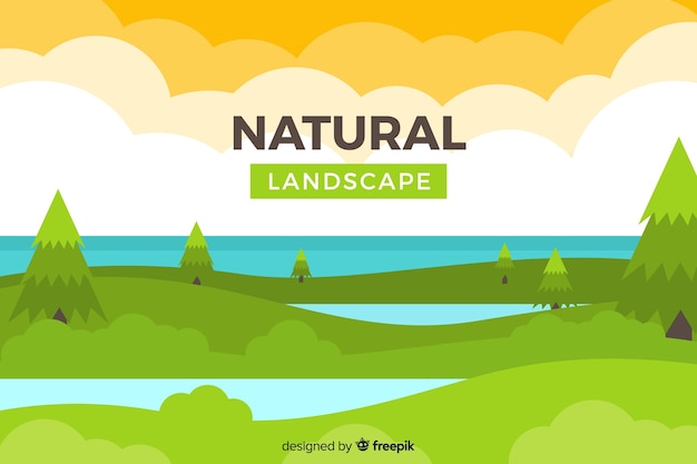 Free Vector flat natural background with landscape