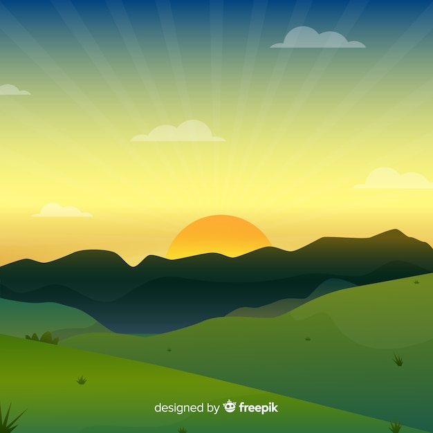 Free Vector flat natural background with landscape