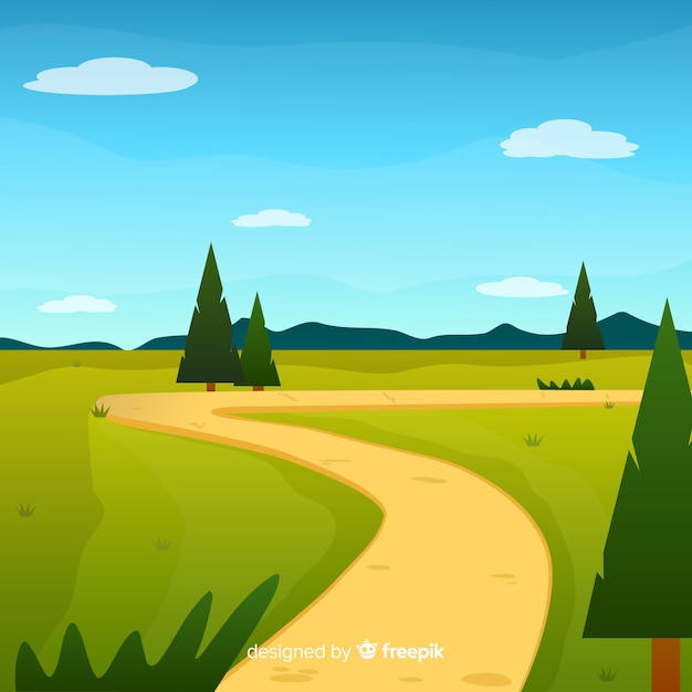 Free vector flat natural background with landscape