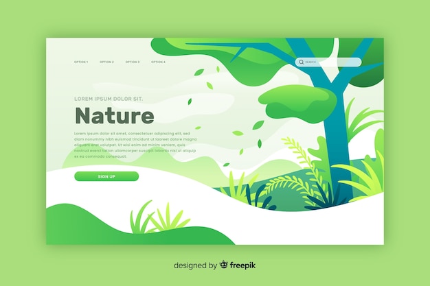 Flat nature landing page template