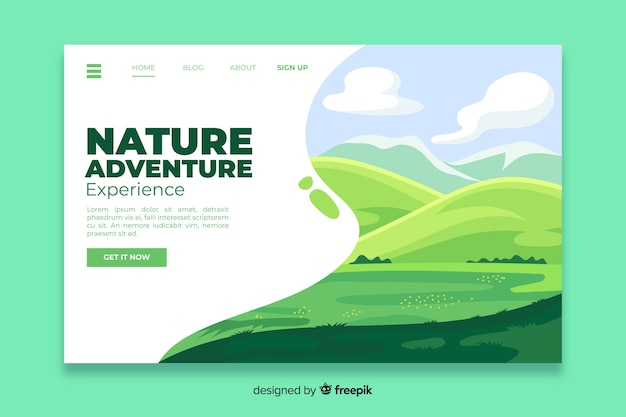 Free Vector flat nature landing page template