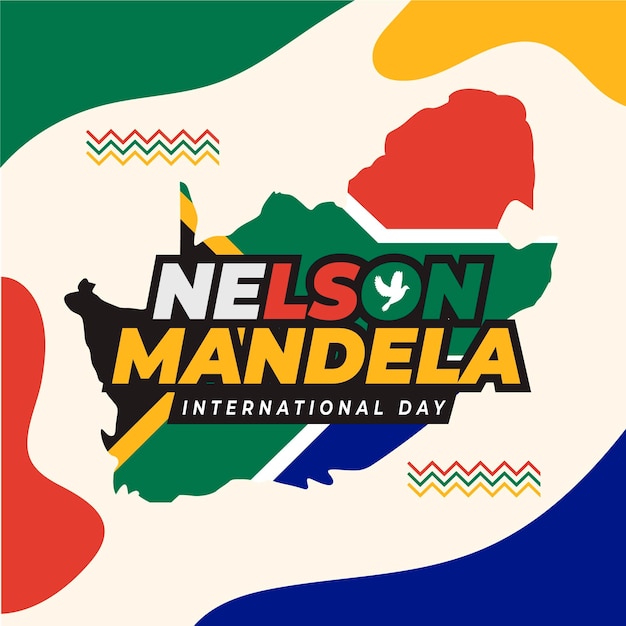 Flat nelson mandela international day illustration