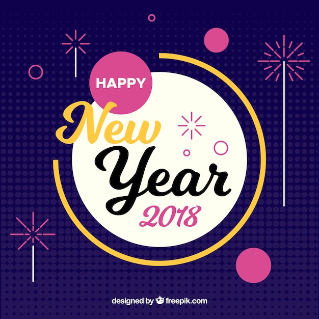 Flat new year background with cursive letters