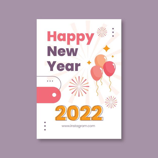 Flat new year vertical poster template