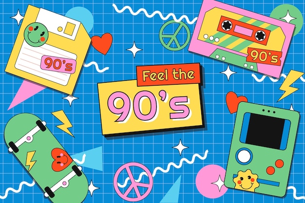 Free vector flat nostalgic 90's background