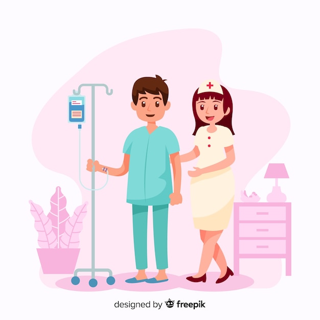 Free Vector flat nurse helping patient