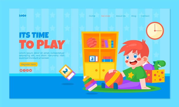 Free Vector flat nursery school landing page template