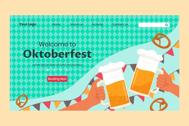 Flat oktoberfest landing page template