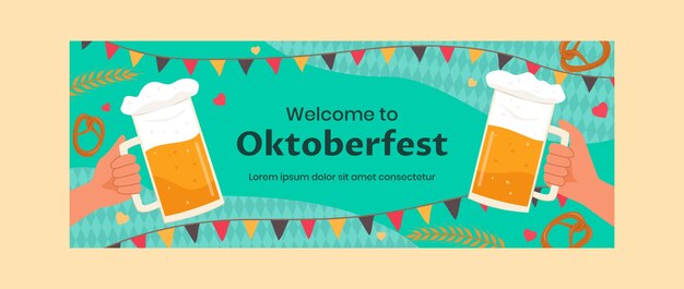 Flat oktoberfest social media cover template