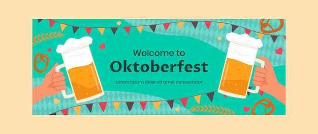 Flat oktoberfest social media cover template