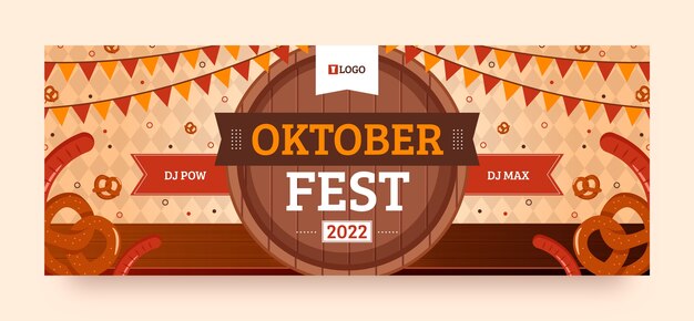 Flat oktoberfest social media cover template