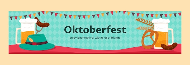 Flat oktoberfest twitch banner template