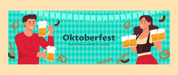 Flat oktoberfest twitter header template