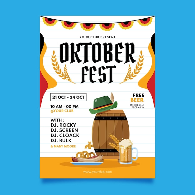 Flat oktoberfest vertical poster template