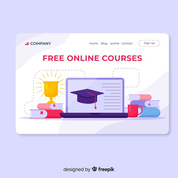 Flat online education landing page