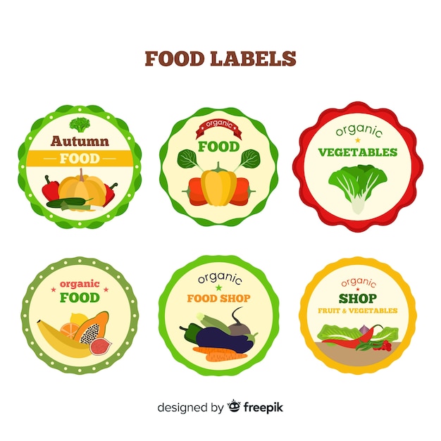 Flat organic food label collection