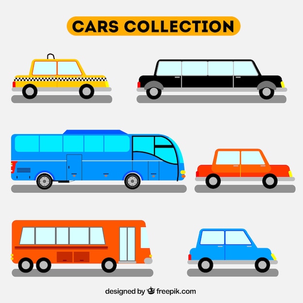 Free Vector flat pack of different vehicles