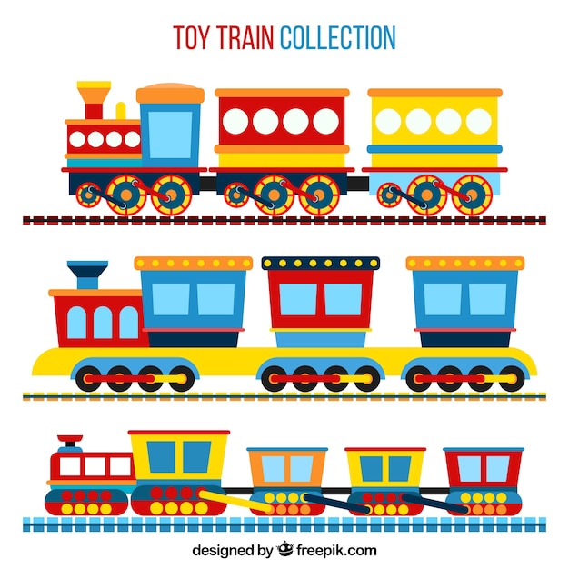 Free Vector flat pack of toy trains