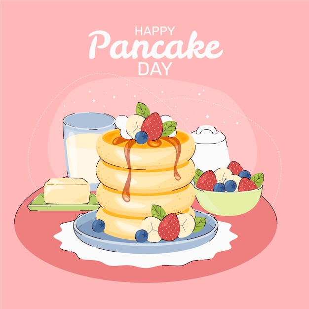 Flat pancake day illustration