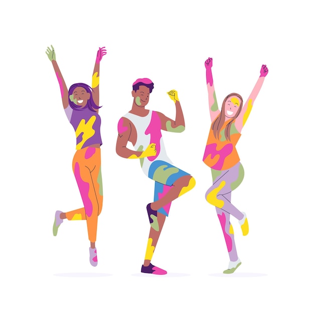 Free Vector flat people celebrating holi festival illustrated