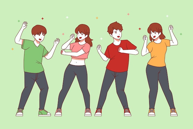 Free vector flat people dancing illustration