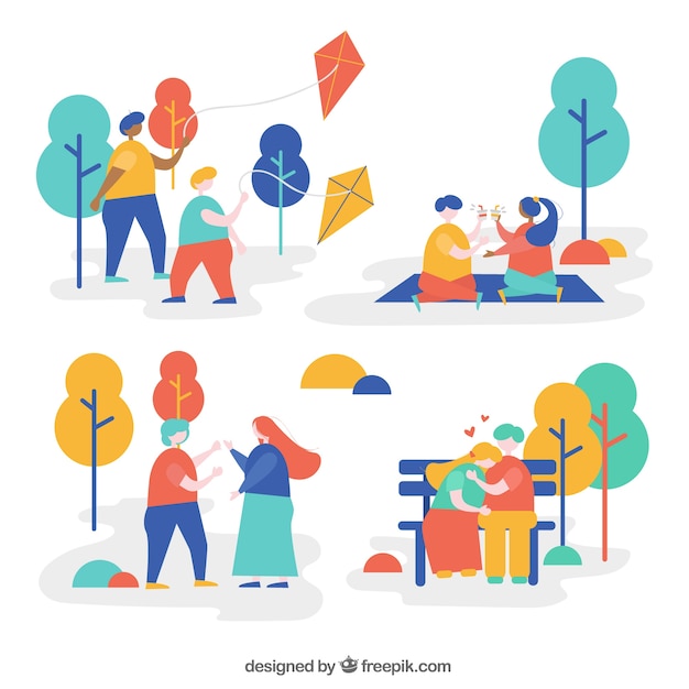 Free Vector flat people doing leisure outdoor activities