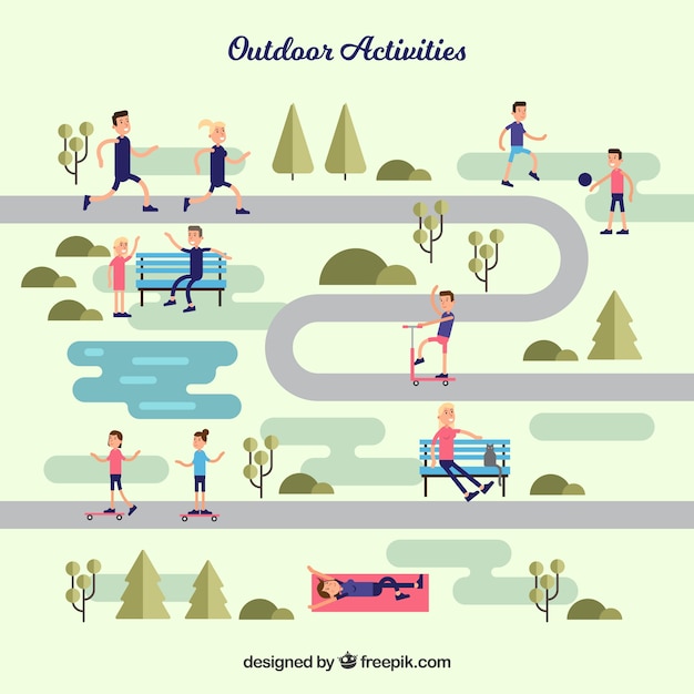 Free Vector flat people doing outdoor activities