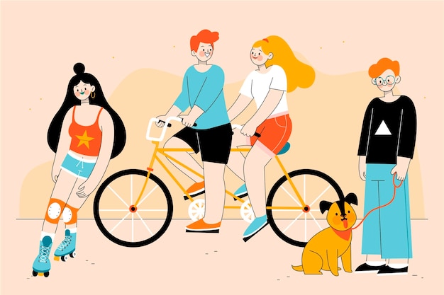 Free vector flat people doing outdoor activities