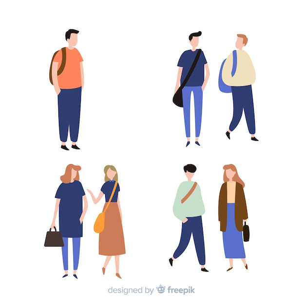 Free Vector flat people going to university collection