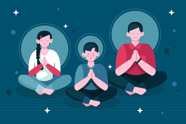 Free Vector flat people meditating illustration