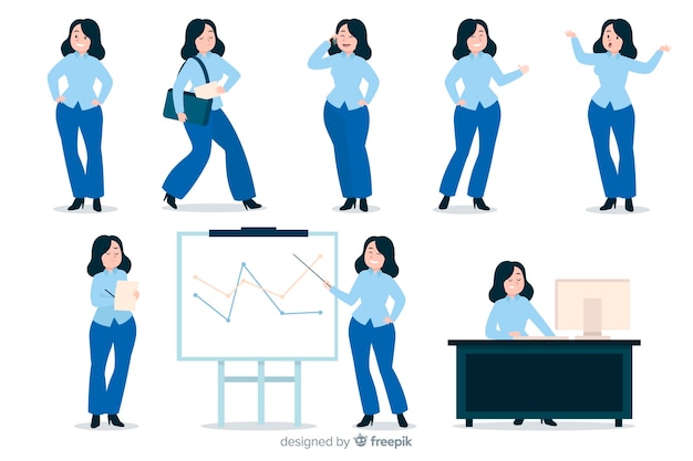 Free Vector flat people scenes at office