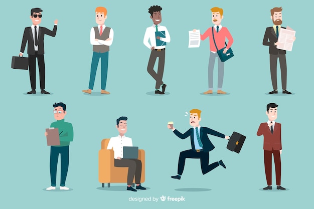 Free vector flat people scenes at office