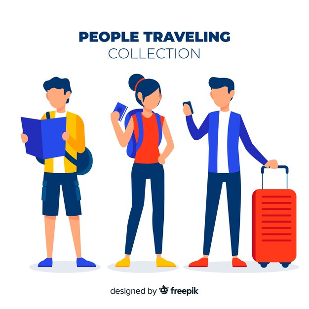 Flat people traveling collection