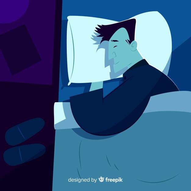 Flat person sleeping in bed