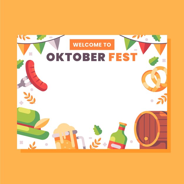 Flat photocall template for oktoberfest celebration