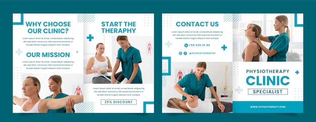 Free Vector flat physiotherapist brochure template