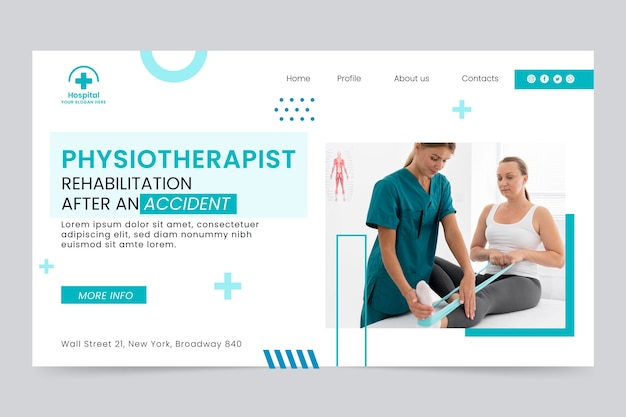 Free Vector flat physiotherapist landing page template