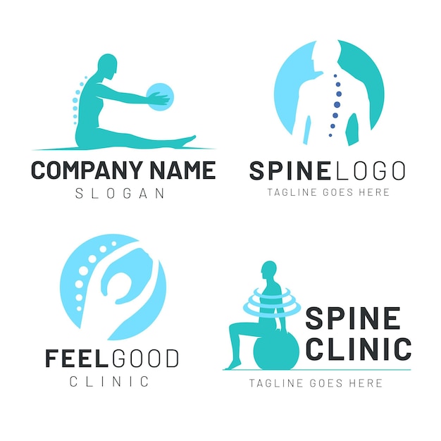 Free Vector flat physiotherapy logo pack