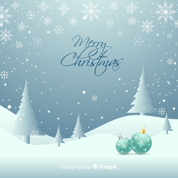 Free Vector flat pines christmas background