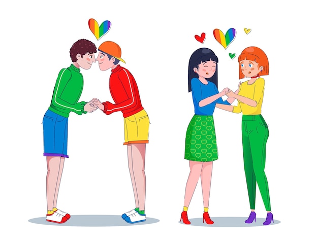 Free Vector flat pride day couple collection