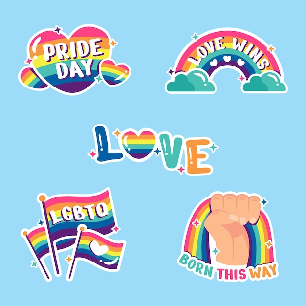 Free Vector flat pride day label collection