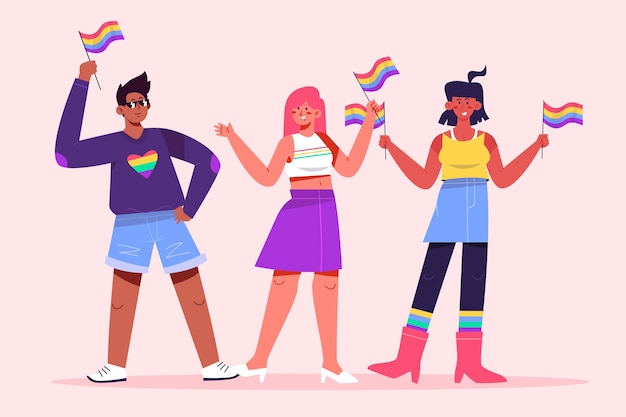 Free Vector flat pride day people collection