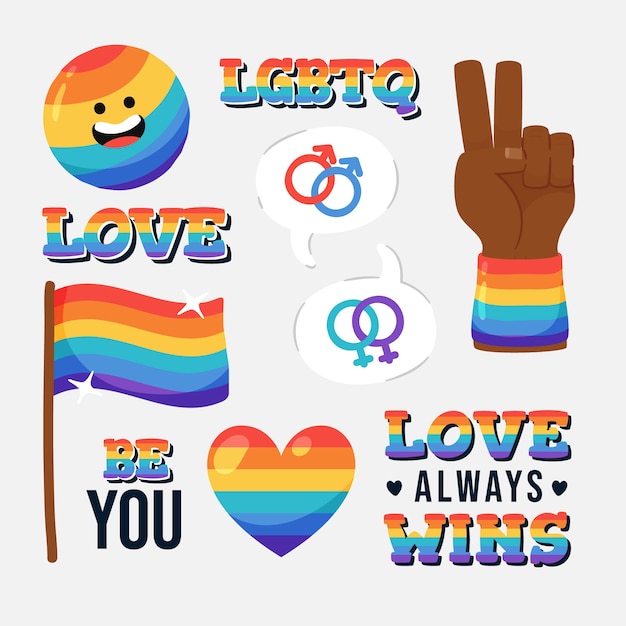 Free Vector flat pride month lgbt elements collection