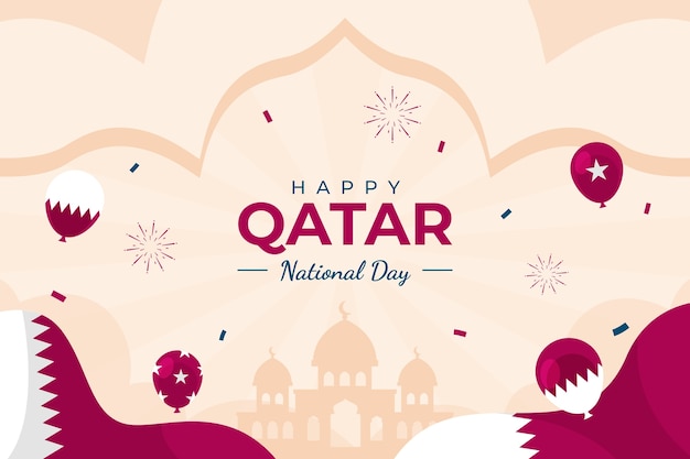 Free Vector flat qatar national day background